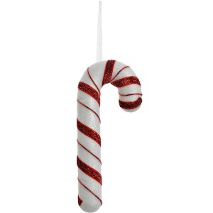 Clayre & Eef Colgante Decorativo Bastón de Caramelo Blanco Rojo 8x3x20 cm