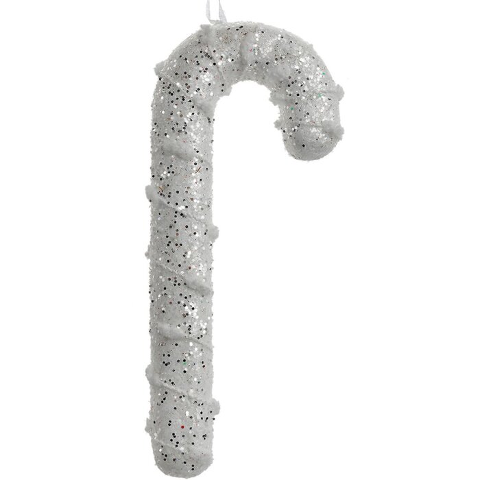 Clayre & Eef 66178 Colgante Bastón de Caramelo Blanco 7x2x17 cm Plastico Purpurina