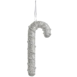 Clayre & Eef 66178 Colgante Bastón de Caramelo Blanco 7x2x17 cm Plastico Purpurina
