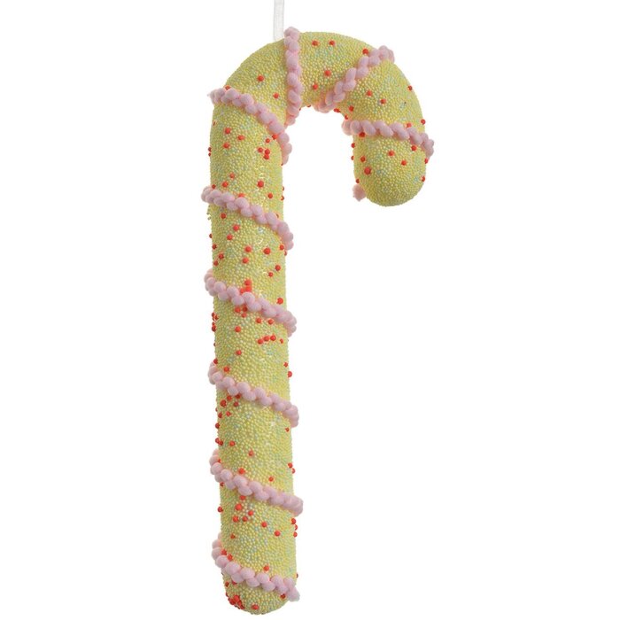 Clayre & Eef Colgante Bastón de Caramelo Amarillo Rosa 10x3x26 cm Plástico