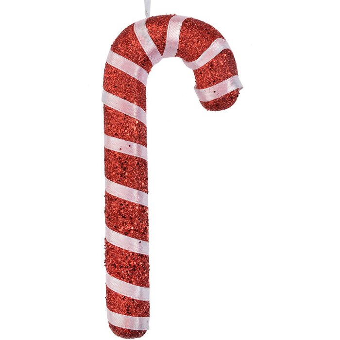 Clayre & Eef Adorno de Navidad bastón de caramelo rojo blanco 17 cm plástico