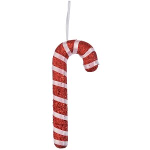 Clayre & Eef Adorno de Navidad bastón de caramelo rojo blanco 17 cm plástico