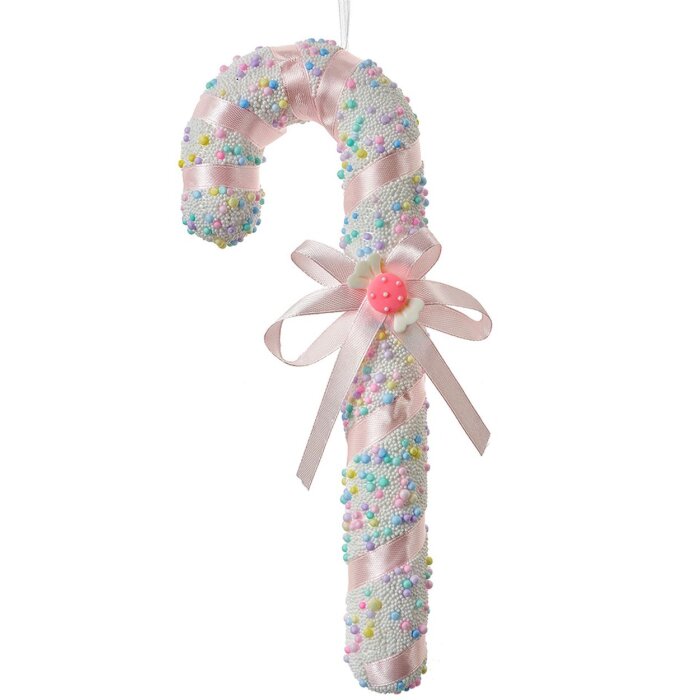 Clayre & Eef 66182 Colgante Bastón de Caramelo Rosa Blanco 10x3x26cm