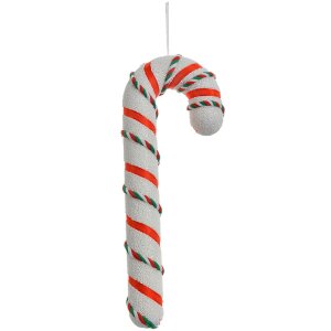 Clayre & Eef Decoración navideña bastón de caramelo blanco-rojo 26 cm plástico