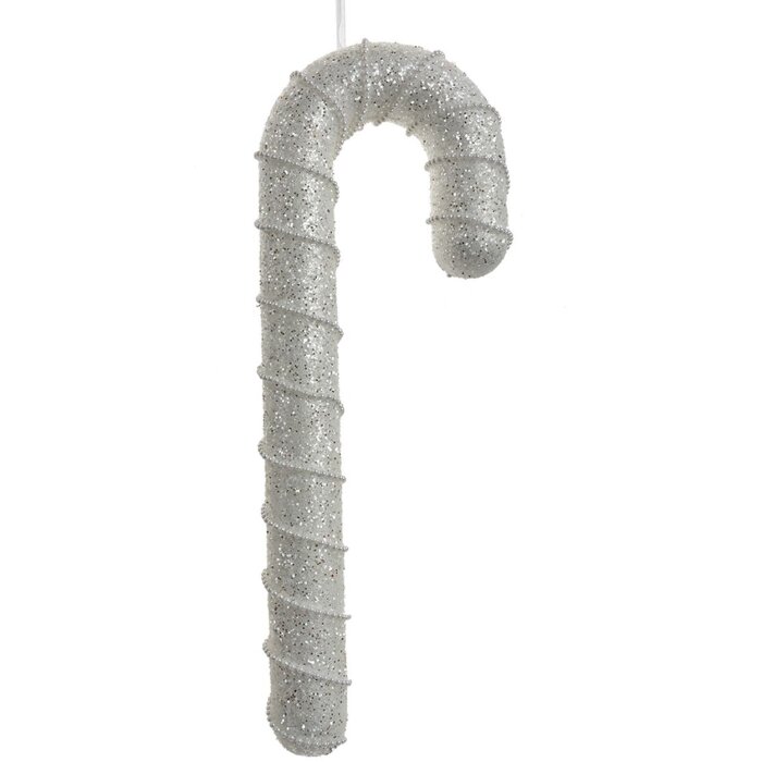 Clayre & Eef 66184 Colgante Bastón de Caramelo Blanco 12x4x33 cm Plastico Purpurina