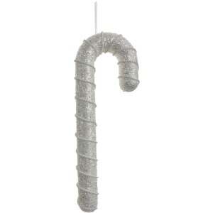 Clayre & Eef 66184 Colgante Bastón de Caramelo Blanco 12x4x33 cm Plastico Purpurina