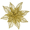 Clayre & Eef Decoración navideña flor oro Ø15cm set de 2 purpurina de plástico