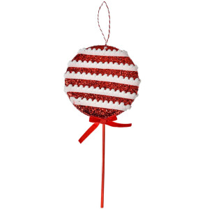 Clayre & Eef Decoración de Navidad Piruleta Rojo Blanco 14x4x30 cm