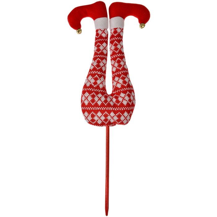 Clayre & Eef 66193 Christmas Elf Legs Red White 19x4x50 cm Christmas Decoration