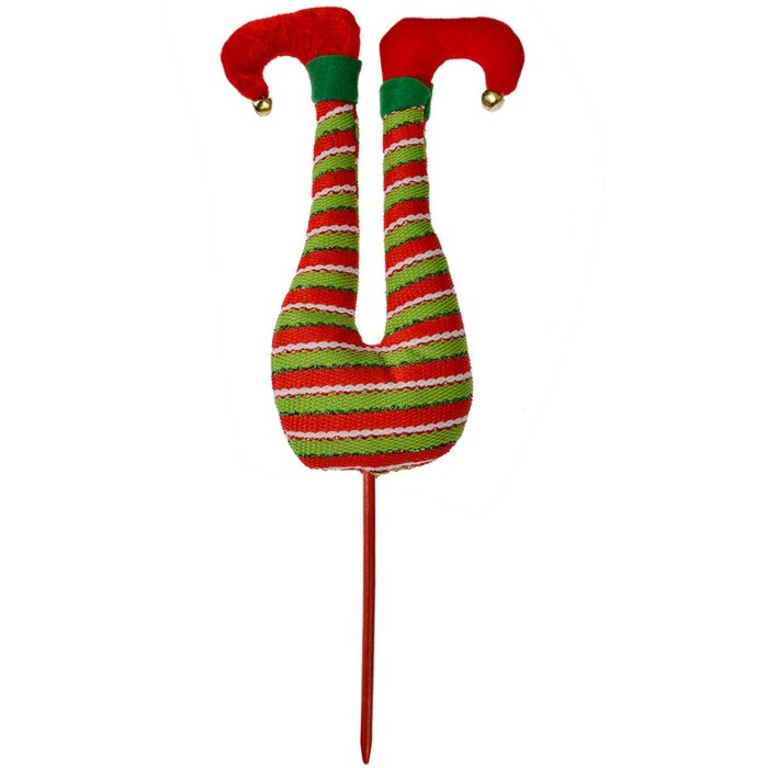 Clayre & Eef Christmas Elf Legs Decoración 19x4x50 cm Rojo Verde Blanco