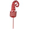 Clayre & Eef Gorro de Navidad duende rojo blanco 17x7x54 cm madera textil