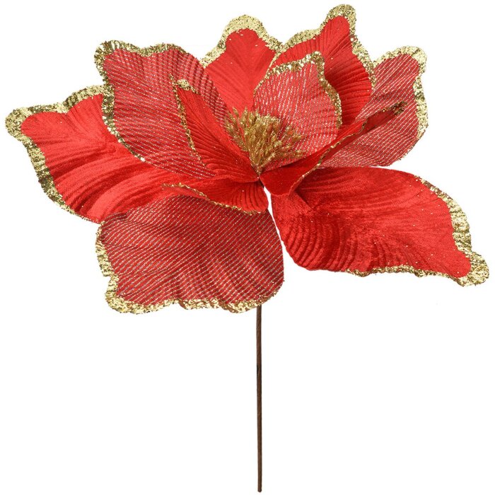 Clayre & Eef Decoración Navideña Flor Rojo Oro Ø 44x46 cm Plástico