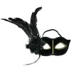 Clayre & Eef 66189 Máscara Negro Oro 22x9x21 cm Poliéster con plumas