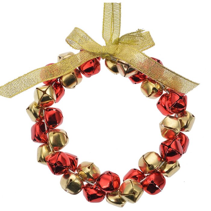 Clayre & Eef 66201 Decoración Colgante Guirnalda Oro Rojo Ø 11x2 cm Hierro