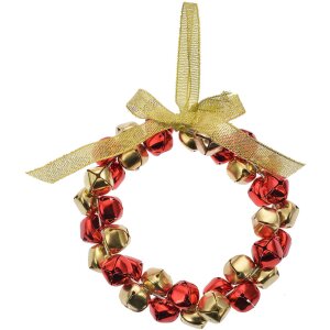 Clayre & Eef 66201 Decoración Colgante Guirnalda Oro Rojo Ø 11x2 cm Hierro