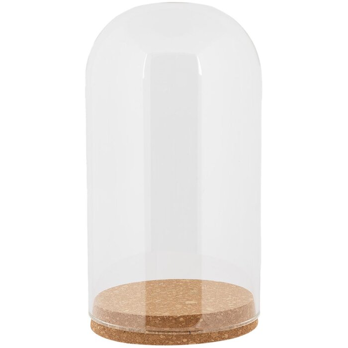 Campana de Cristal Clayre & Eef Ø12x22cm Transparente con Fondo de Corcho Decoración de Cristal