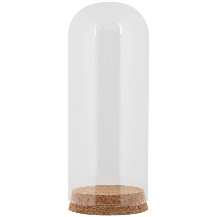 Clayre & Eef Vaso campana Ø 8x20 cm con base de corcho Vidrio transparente