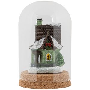 Clayre & Eef Campana de cristal Ø8x12cm Transparente con base de corcho Decoración