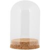 Clayre & Eef Campana de cristal Ø8x12cm Transparente con base de corcho Decoración
