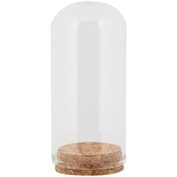 Clayre & Eef Glass Bell Jar Vidrio Ø5x10cm Transparente con fondo de corcho Deco