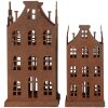 Clayre & Eef 6Y5775 Decoración Casa Set de 2 Metal Marrón Estilo Campestre 11x11x21cm