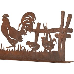 Clayre & Eef 6Y5778 Decoración Gallina con Gallo Marrón 41x5x14 cm Estilo campestre