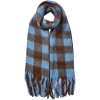 Juleeze JZSC0819BL Bufanda azul-marrón 39x200cm flecos sintéticos suaves