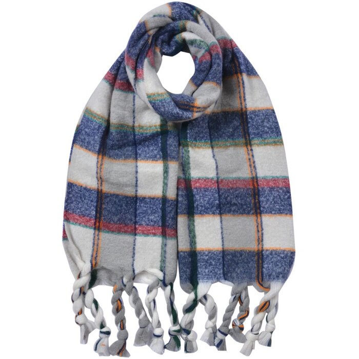 Juleeze JZSC0824BL Bufanda Mujer Azul Gris Cuadros 50x200 cm