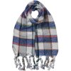 Juleeze JZSC0824BL Bufanda Mujer Azul Gris Cuadros 50x200 cm