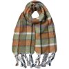 Juleeze JZSC0824GR Bufanda verde 50x200 cm cuadros flecos sintético