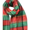 Juleeze JZSC0824R Bufanda rojo verde a cuadros 50x200 cm con flecos