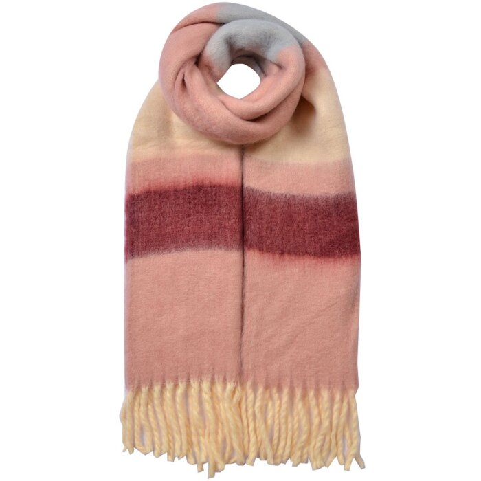 Juleeze JZSC0832P Bufanda Rosa Beige 37x210 cm Señoras con Flecos