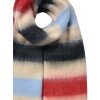 Juleeze JZSC0832R Bufanda 37x210 cm Rojo Azul Beige Flecos Rayas