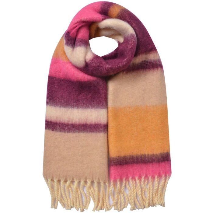 Juleeze JZSC0832Y Bufanda 37x210cm Amarillo Rojo Beige Rosa con Flecos