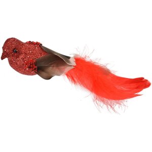Clayre & Eef 66138 Decoración Pájaro Set de 2 Rojo Marrón 16x5x5 cm Plástico