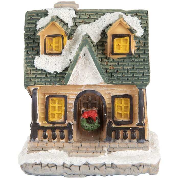 Clayre & Eef 6PR5735 Decoración Casa LED Beige Verde 5x5x6 cm