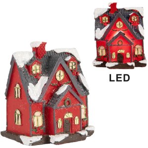 Clayre & Eef 6PR5739 Decoración Casa LED Rojo Gris 6x5x7 cm Poliresina