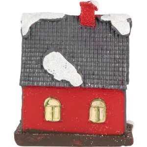 Clayre & Eef 6PR5739 Decoración Casa LED Rojo Gris 6x5x7 cm Poliresina