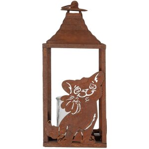 Clayre & Eef 6Y5776 Farol 15x15x37 cm Metal Marrón Motivo Gato Estilo Antiguo