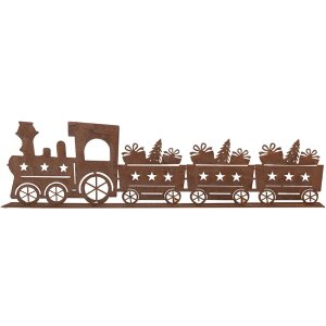 Clayre & Eef 6Y5777 Decoración Tren Metal Marrón 34x5x10 cm Estilo country