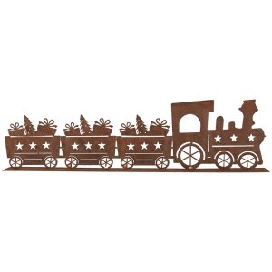 Clayre & Eef 6Y5777 Decoración Tren Metal Marrón 34x5x10 cm Estilo country