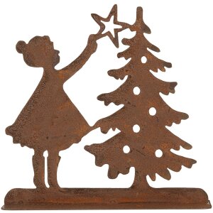 Clayre & Eef 6Y5780 Decoración Niño con Árbol de Navidad Marrón 14x5x14 cm