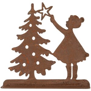 Clayre & Eef 6Y5780 Decoración Niño con Árbol de Navidad Marrón 14x5x14 cm