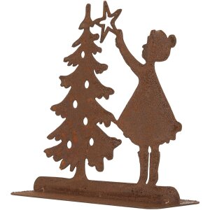 Clayre & Eef 6Y5780 Decoración Niño con Árbol de Navidad Marrón 14x5x14 cm