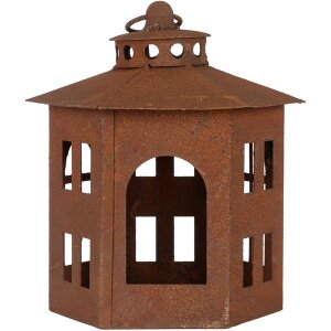 Clayre & Eef 6Y5785 Farol Marrón Ø 19x22 cm Metal Estilo Antiguo Decoración de Jardín
