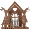 Clayre & Eef 6Y5786 Portavelas Casa con Conejo Marrón 26x9x26 cm