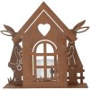 Clayre & Eef 6Y5786 Portavelas Casa con Conejo Marrón 26x9x26 cm