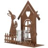 Clayre & Eef 6Y5786 Portavelas Casa con Conejo Marrón 26x9x26 cm