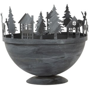 Clayre & Eef 6Y5787 Cuenco decorativo Lote de 2 Gris Ø 19x17 Ø 13x14 cm