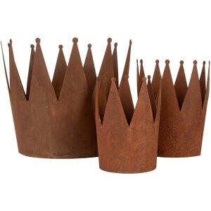 Clayre & Eef 6Y5789 Corona decorativa juego de 3 de metal de aspecto oxidado estilo campestre